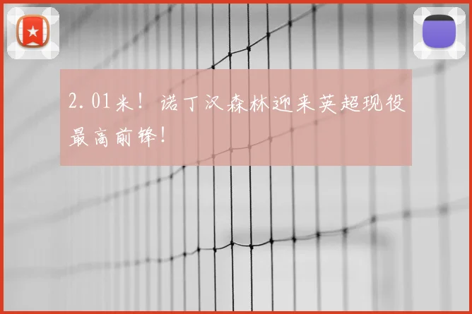 2.01米！诺丁汉森林迎来英超现役最高前锋！